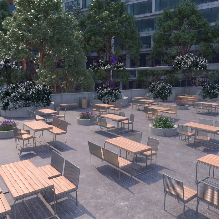 Gewerbefabrik Sitzbank Lengerich Outdoor Bank Parkbank Holz Grau RAL 7011 Stadt