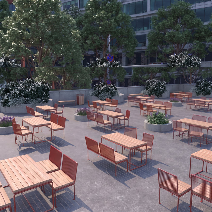 Gewerbefabrik Sitzbank Lengerich Outdoor Bank Parkbank Holz Rot RAL 3001 Stadt