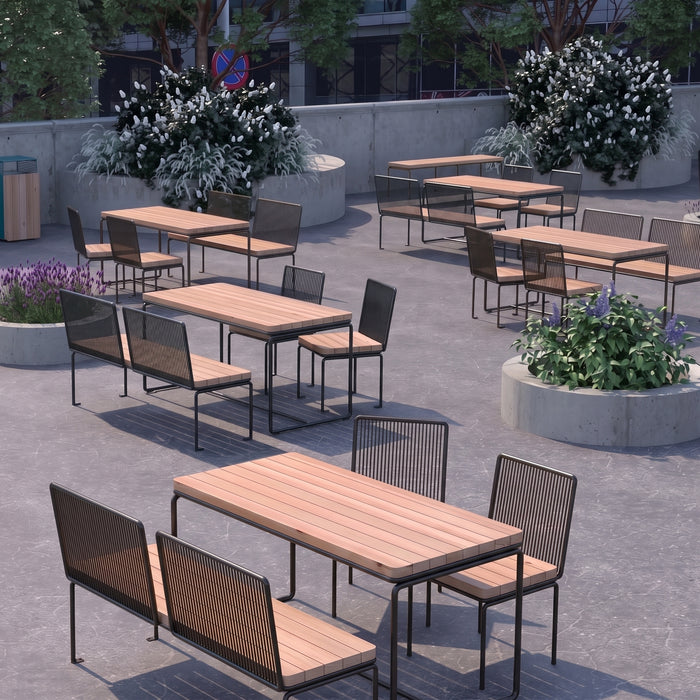 Gewerbefabrik Sitzbank Lengerich Outdoor Bank Parkbank Holz Schwarz RAL 9017 Park