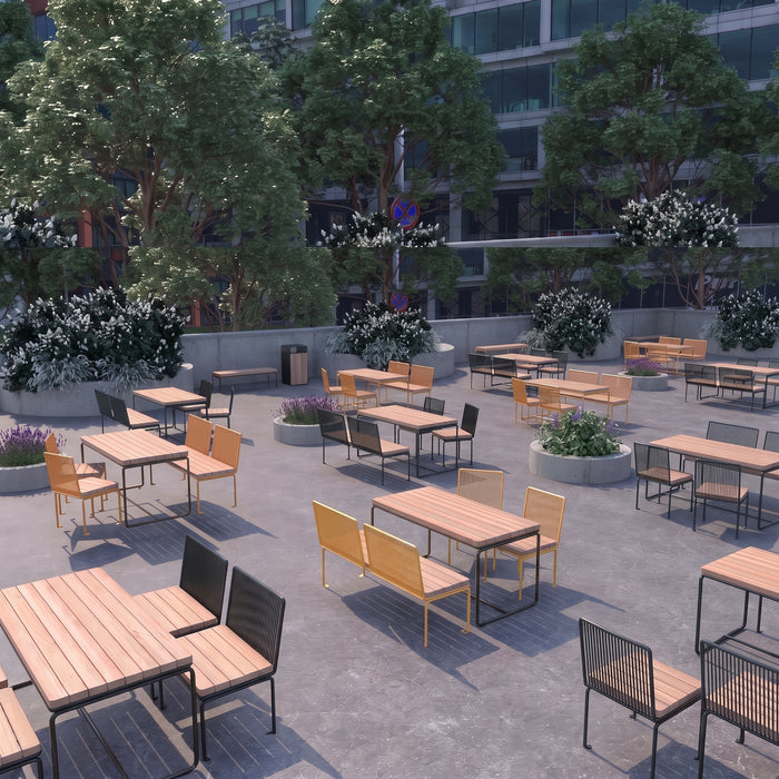 Gewerbefabrik Sitzbank Lengerich Outdoor Bank Parkbank Holz Schwarz RAL 9017 Stadt