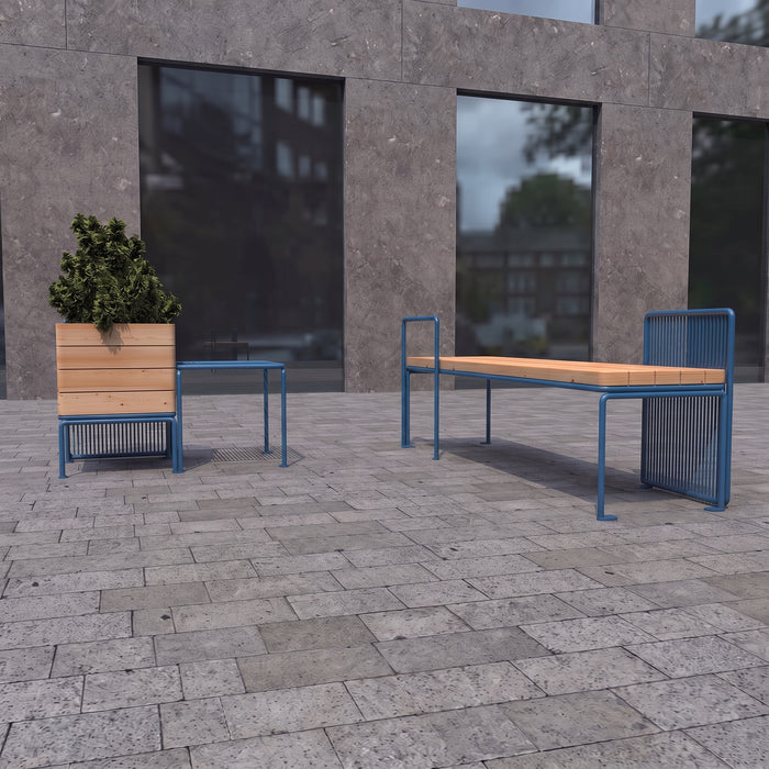 Gewerbefabrik Sitzbank Lenggries Outdoor Bank Parkbank Holz Blau RAL 5005 Stadt