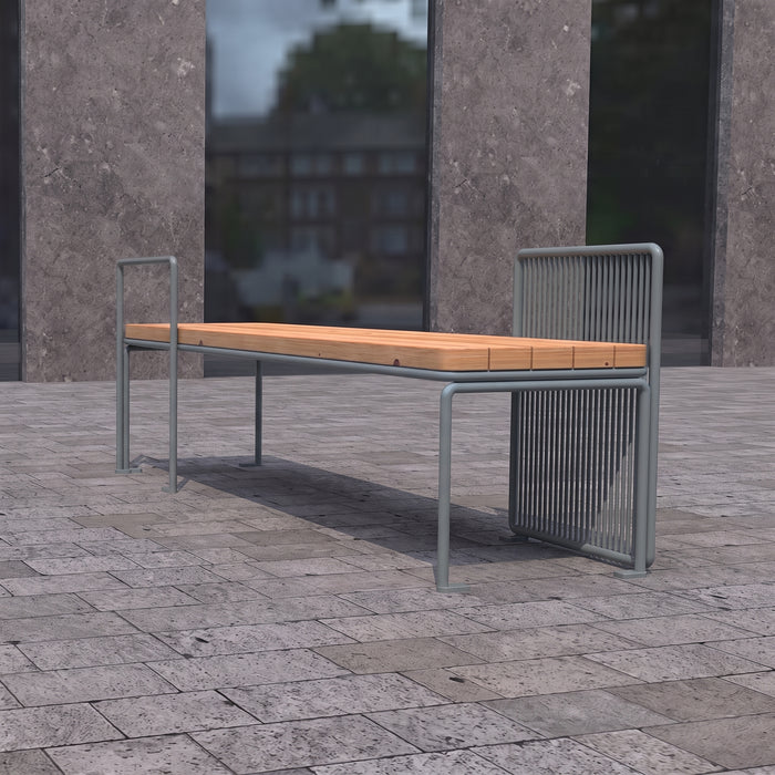 Gewerbefabrik Sitzbank Lenggries Outdoor Bank Parkbank Holz Grau RAL 7011 Park