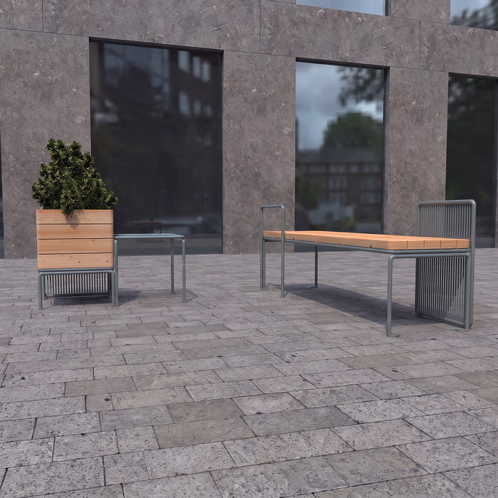 Gewerbefabrik Sitzbank Lenggries Outdoor Bank Parkbank Holz Grau RAL 7011 Stadt