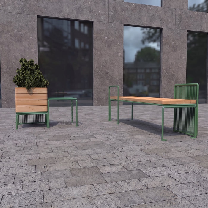 Gewerbefabrik Sitzbank Lenggries Outdoor Bank Parkbank Holz Grün RAL 6018 Stadt