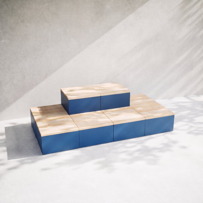 Gewerbefabrik Sitzbank Markdorf Outdoor Bank Parkbank Holz Blau RAL 5005 Park
