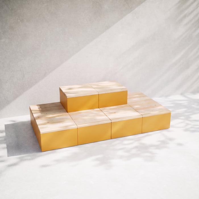 Gewerbefabrik Sitzbank Markdorf Outdoor Bank Parkbank Holz Gelb RAL 1028 Park