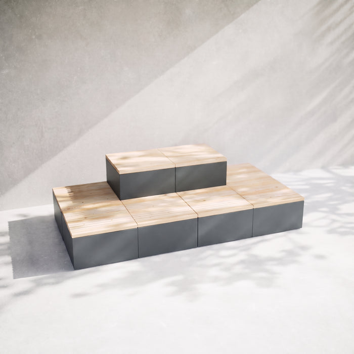 Gewerbefabrik Sitzbank Markdorf Outdoor Bank Parkbank Holz Grau RAL 7011 Park