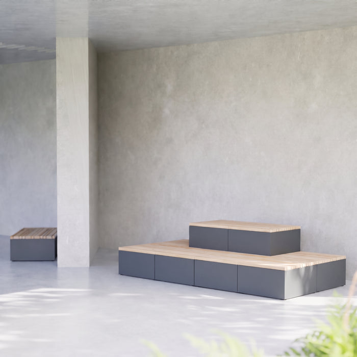 Gewerbefabrik Sitzbank Markdorf Outdoor Bank Parkbank Holz Grau RAL 7011 Stadt