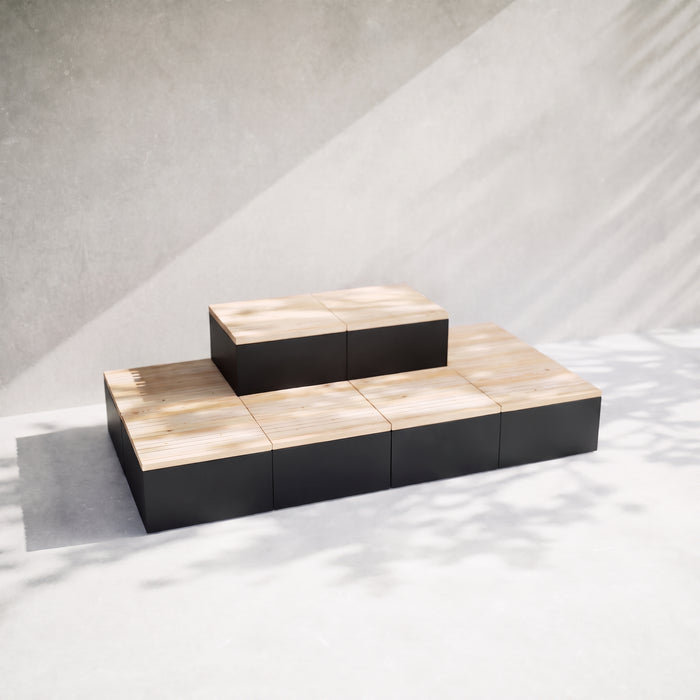 Gewerbefabrik Sitzbank Markdorf Outdoor Bank Parkbank Holz Schwarz RAL 9017 Park