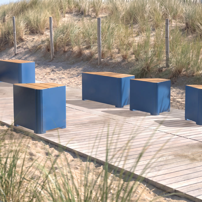 Gewerbefabrik Sitzbank Marksuhl Outdoor Bank Parkbank Holz Blau RAL 5005 Stadt