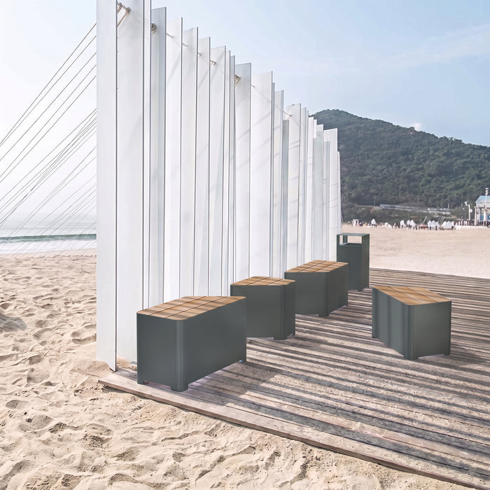 Gewerbefabrik Sitzbank Marksuhl Outdoor Bank Parkbank Holz Grau RAL 7011 Park