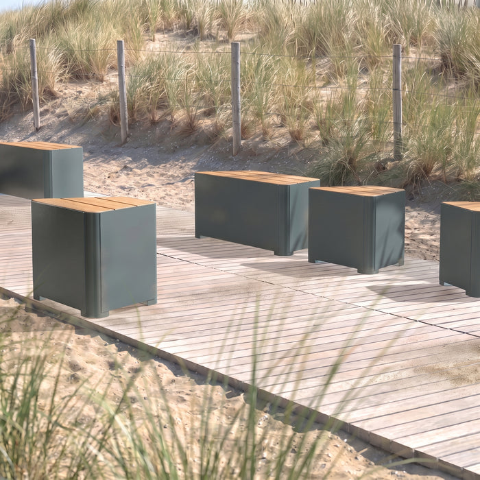 Gewerbefabrik Sitzbank Marksuhl Outdoor Bank Parkbank Holz Grau RAL 7011 Stadt