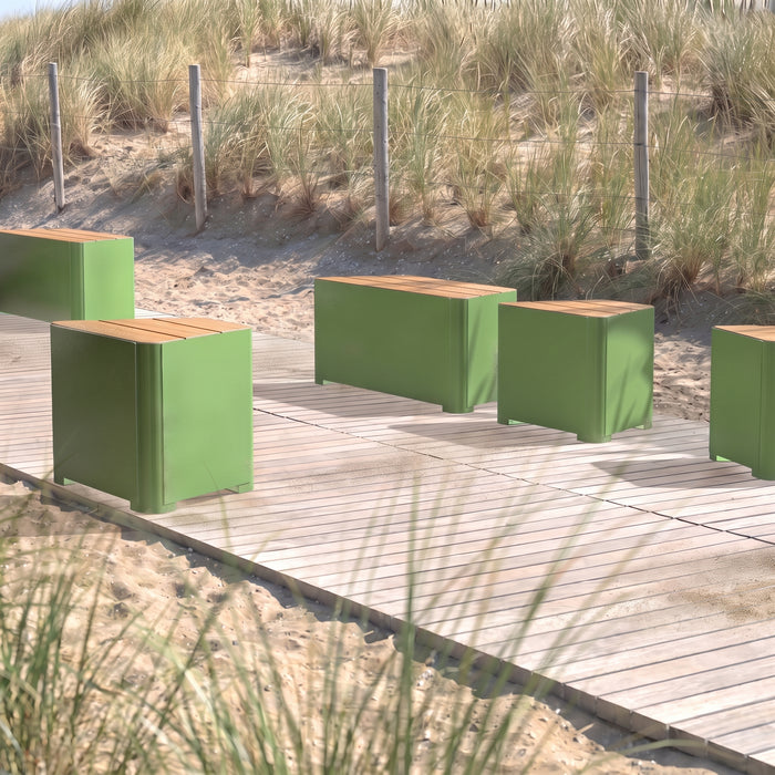 Gewerbefabrik Sitzbank Marksuhl Outdoor Bank Parkbank Holz Grün RAL 6018 Stadt