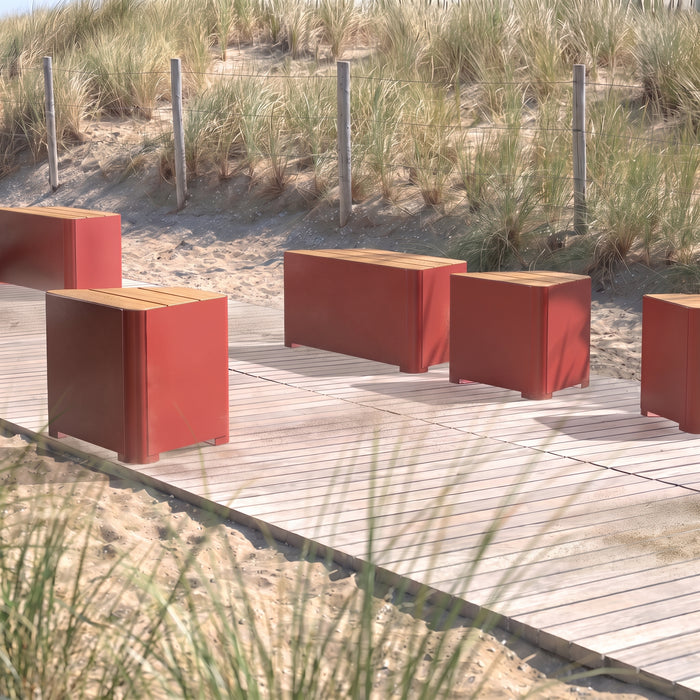Gewerbefabrik Sitzbank Marksuhl Outdoor Bank Parkbank Holz Rot RAL 3001 Stadt