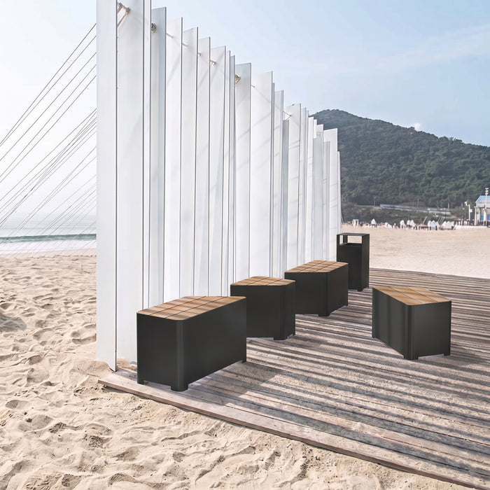 Gewerbefabrik Sitzbank Marksuhl Outdoor Bank Parkbank Holz Schwarz RAL 9017 Park