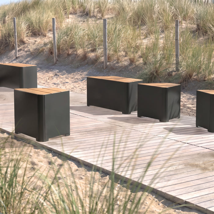 Gewerbefabrik Sitzbank Marksuhl Outdoor Bank Parkbank Holz Schwarz RAL 9017 Stadt