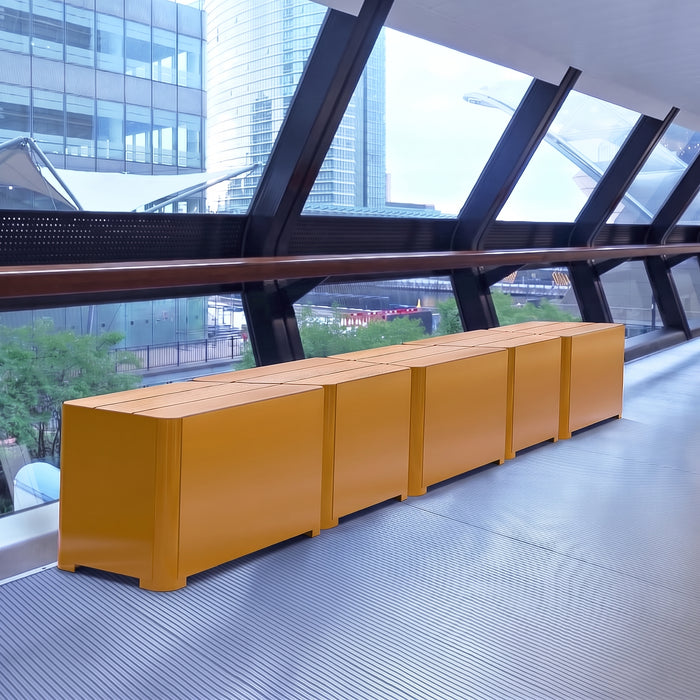 Gewerbefabrik Sitzbank Marktbreit Outdoor Bank Parkbank Holz Gelb RAL 1028 Park