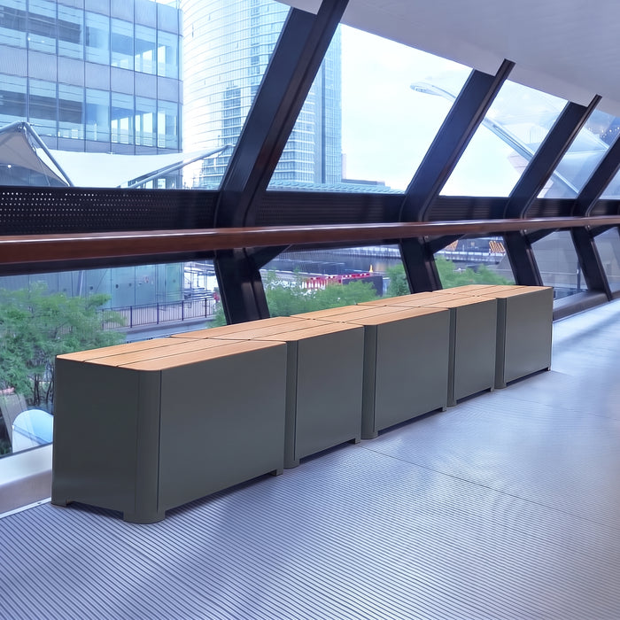Gewerbefabrik Sitzbank Marktbreit Outdoor Bank Parkbank Holz Grau RAL 7011 Park