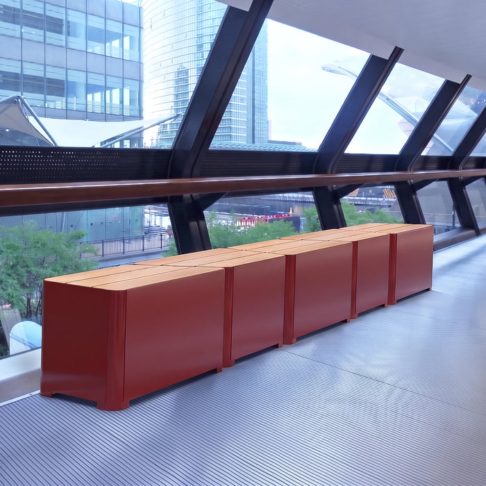 Gewerbefabrik Sitzbank Marktbreit Outdoor Bank Parkbank Holz Rot RAL 3001 Park