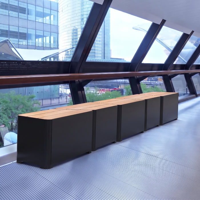 Gewerbefabrik Sitzbank Marktbreit Outdoor Bank Parkbank Holz Schwarz RAL 9017 Park