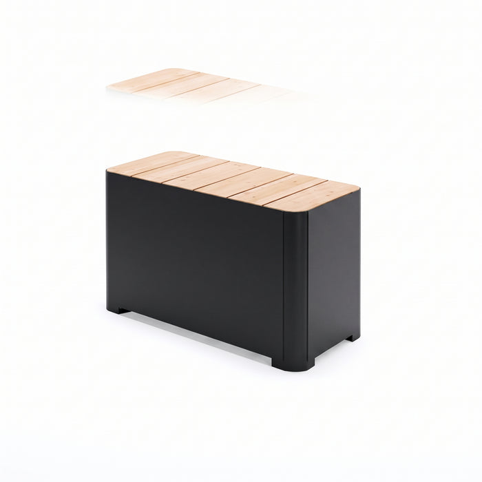 Gewerbefabrik Sitzbank Marktbreit Outdoor Bank Parkbank Holz Schwarz RAL 9017