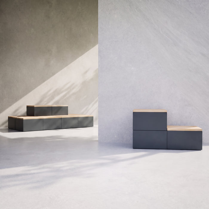 Gewerbefabrik Sitzbank Marktl Outdoor Bank Parkbank Stahl Grau RAL 7011 Stadt