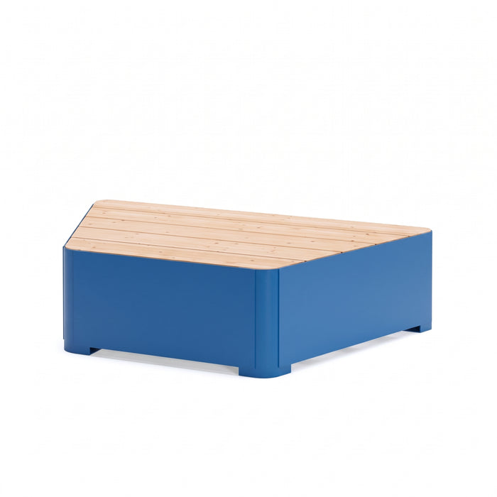 Gewerbefabrik Sitzbank Marktsteft Outdoor Bank Parkbank Holz Blau RAL 5005