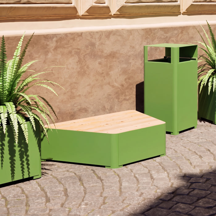 Gewerbefabrik Sitzbank Marktsteft Outdoor Bank Parkbank Holz Grün RAL 6018 Park