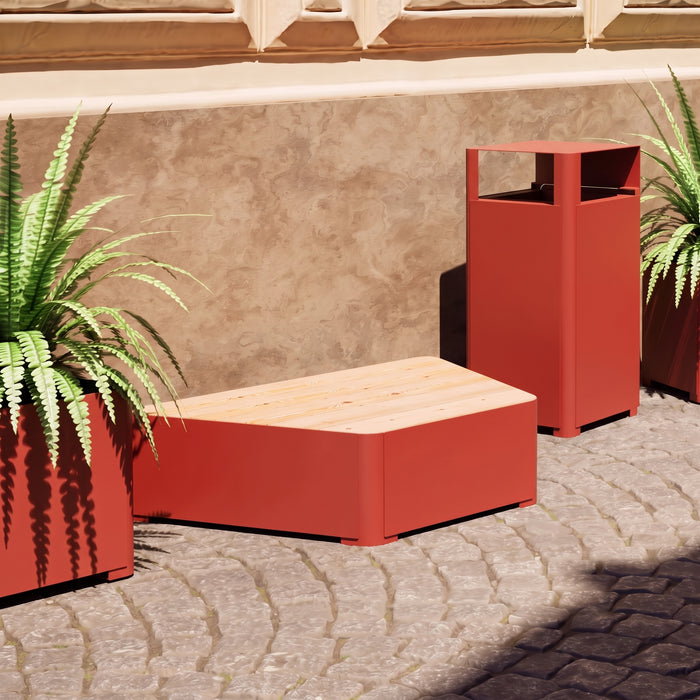 Gewerbefabrik Sitzbank Marktsteft Outdoor Bank Parkbank Holz Rot RAL 3001 Park