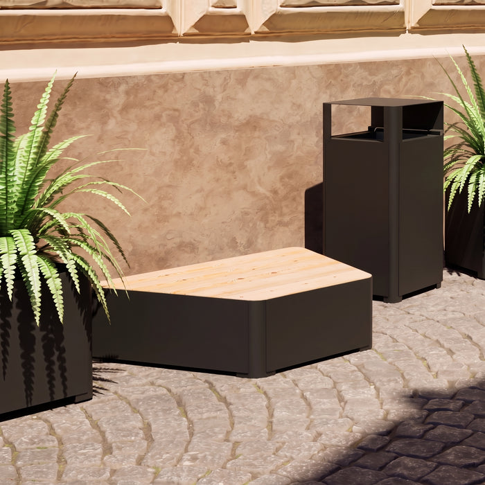 Gewerbefabrik Sitzbank Marktsteft Outdoor Bank Parkbank Holz Schwarz RAL 9017 Park