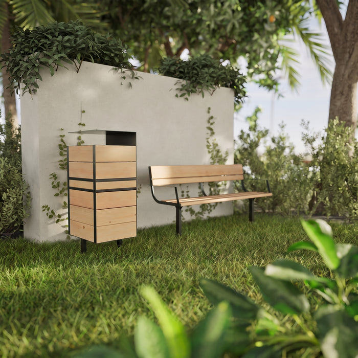 Gewerbefabrik Sitzbank Neubeuern Outdoor Bank Parkbank Schwarz RAL 9017 Stadt