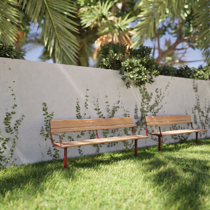 Gewerbefabrik Sitzbank Neubrunn Outdoor Bank Parkbank Rot RAL 3001 Stadt