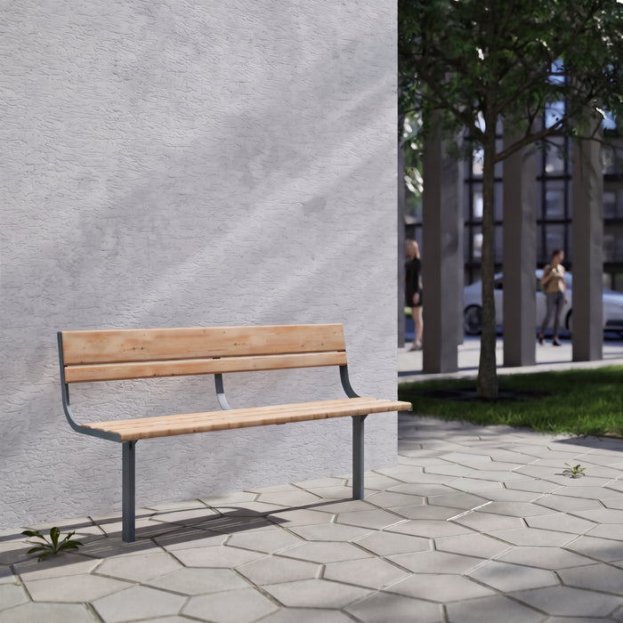Gewerbefabrik Sitzbank Neubulach Outdoor Bank Parkbank Grau RAL 7011 Park