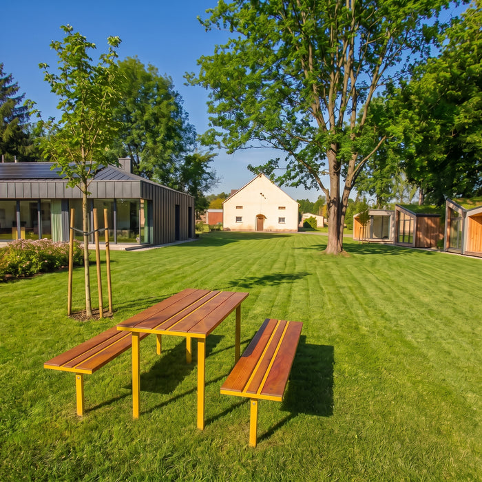 Gewerbefabrik Sitzbank Neuburg Outdoor Bank Parkbank Gelb RAL 1028 Stadt
