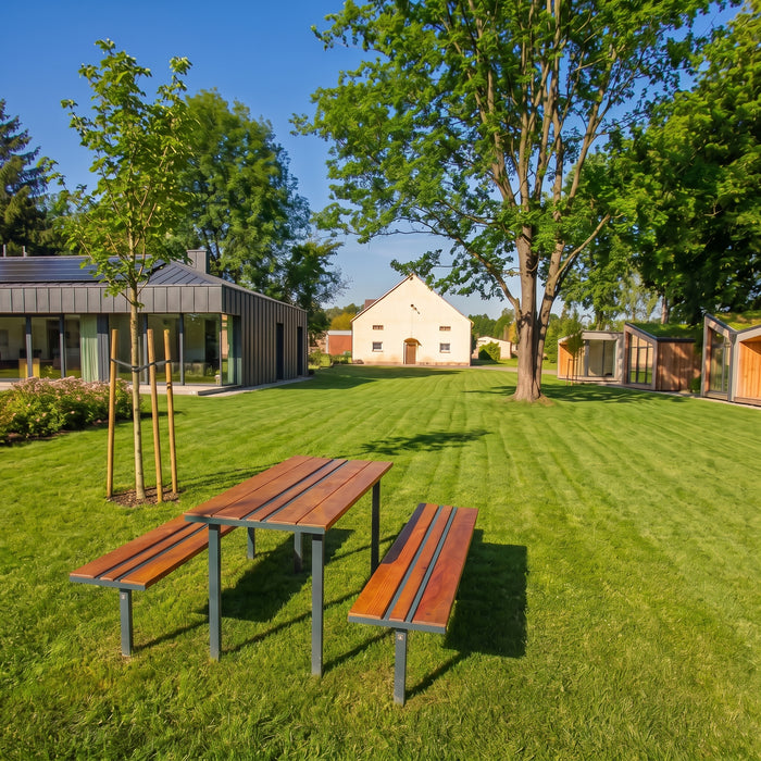 Gewerbefabrik Sitzbank Neuburg Outdoor Bank Parkbank Grau RAL 7011 Stadt