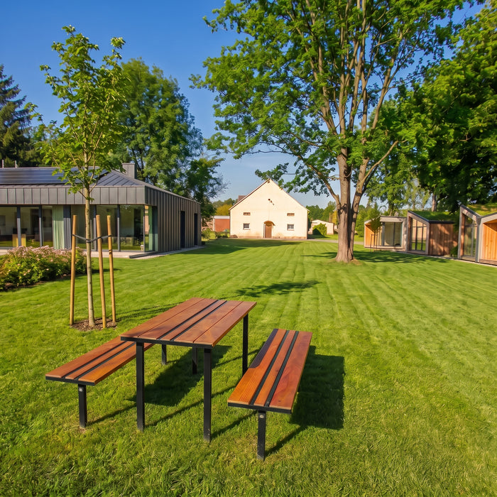 Gewerbefabrik Sitzbank Neuburg Outdoor Bank Parkbank Schwarz RAL 9017 Stadt