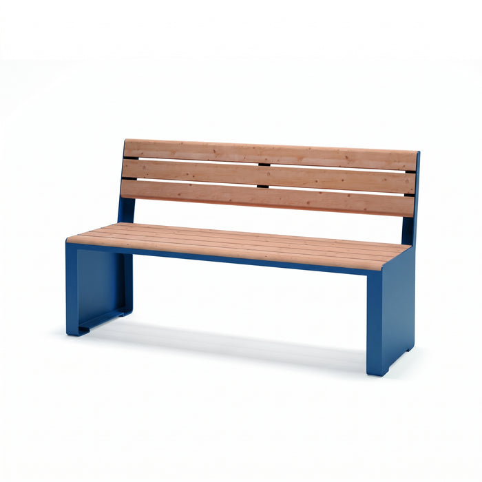Gewerbefabrik Sitzbank Otterberg Outdoor Bank Parkbank Holz Blau RAL 5005