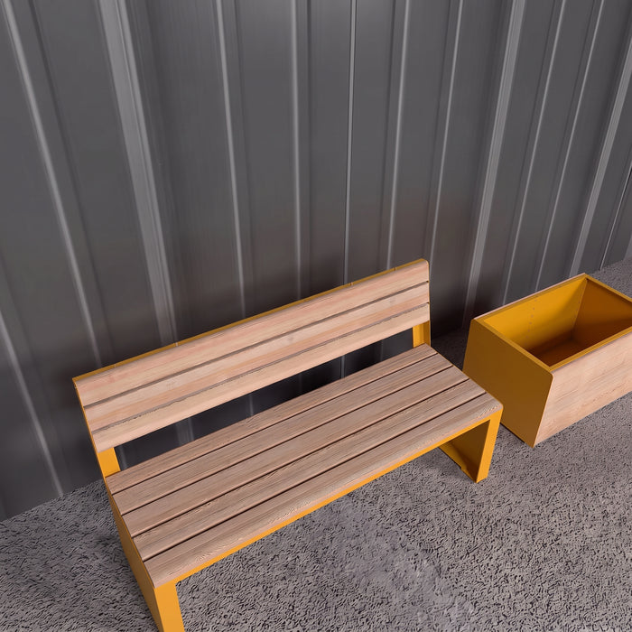 Gewerbefabrik Sitzbank Otterberg Outdoor Bank Parkbank Holz Gelb RAL 1028 Park