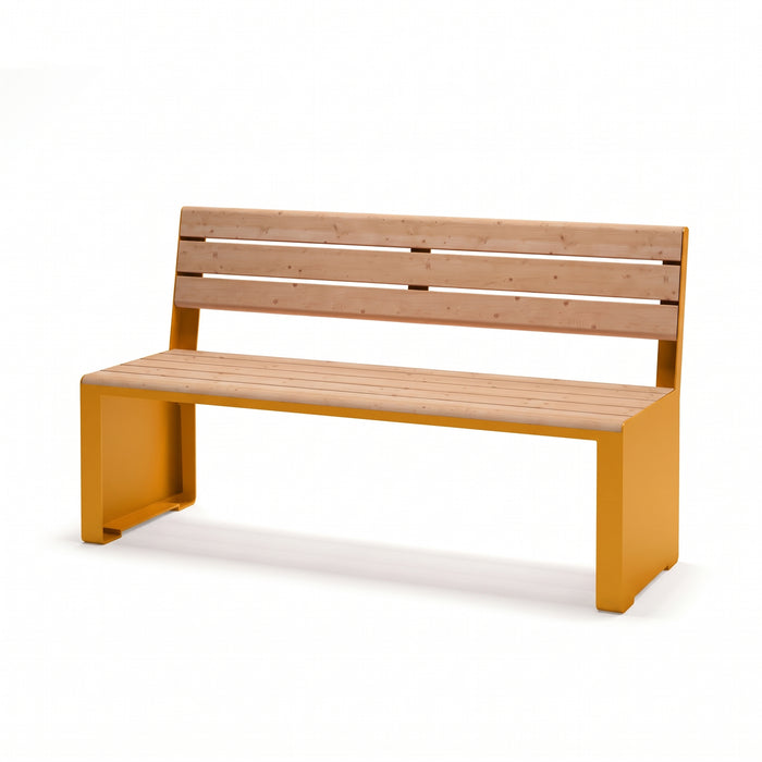 Gewerbefabrik Sitzbank Otterberg Outdoor Bank Parkbank Holz Gelb RAL 1028