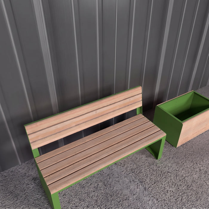 Gewerbefabrik Sitzbank Otterberg Outdoor Bank Parkbank Holz Grün RAL 6018 Park