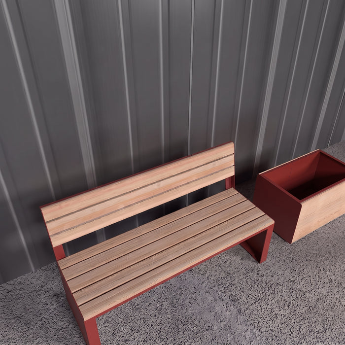 Gewerbefabrik Sitzbank Otterberg Outdoor Bank Parkbank Holz Rot RAL 3001 Park