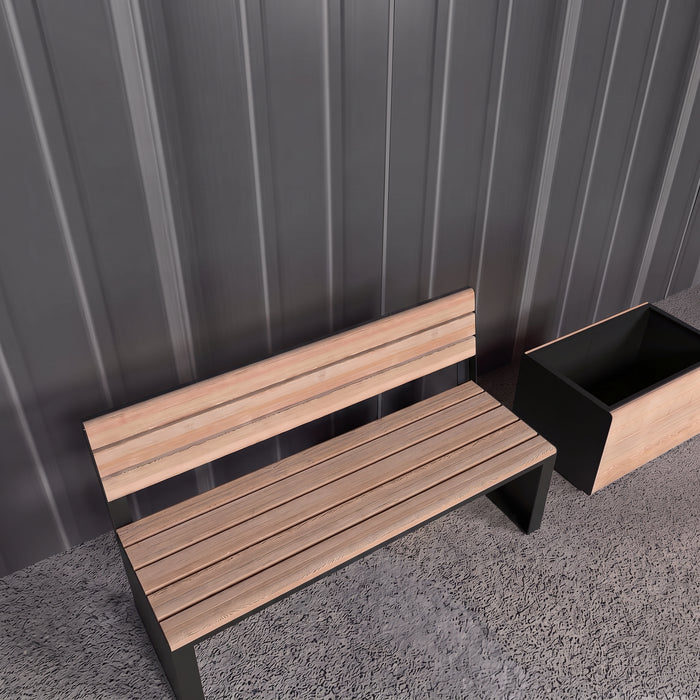 Gewerbefabrik Sitzbank Otterberg Outdoor Bank Parkbank Holz Schwarz RAL 9017 Park