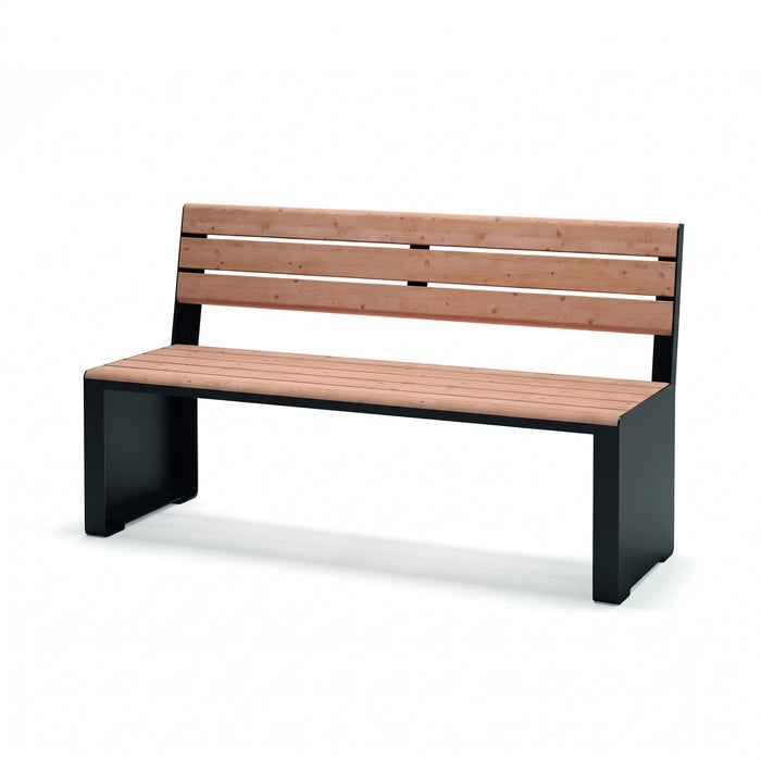 Gewerbefabrik Sitzbank Otterberg Outdoor Bank Parkbank Holz Schwarz RAL 9017