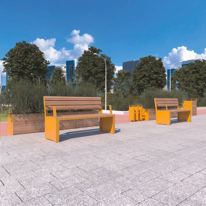 Gewerbefabrik Sitzbank Otterndorf Outdoor Bank Parkbank Holz Gelb RAL 1028 Park