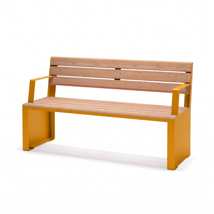 Gewerbefabrik Sitzbank Otterndorf Outdoor Bank Parkbank Holz Gelb RAL 1028