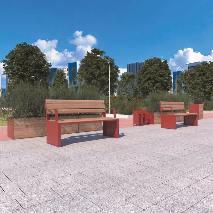 Gewerbefabrik Sitzbank Otterndorf Outdoor Bank Parkbank Holz Rot RAL 3001 Park