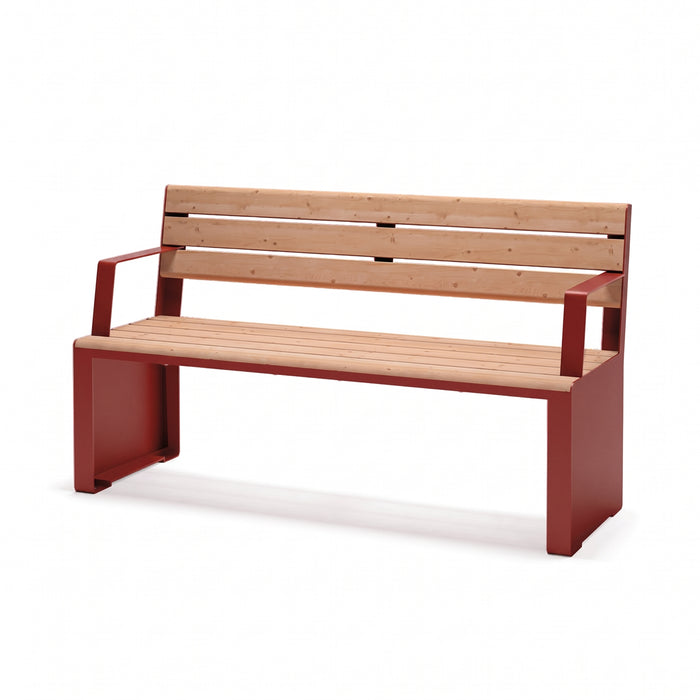 Gewerbefabrik Sitzbank Otterndorf Outdoor Bank Parkbank Holz Rot RAL 3001