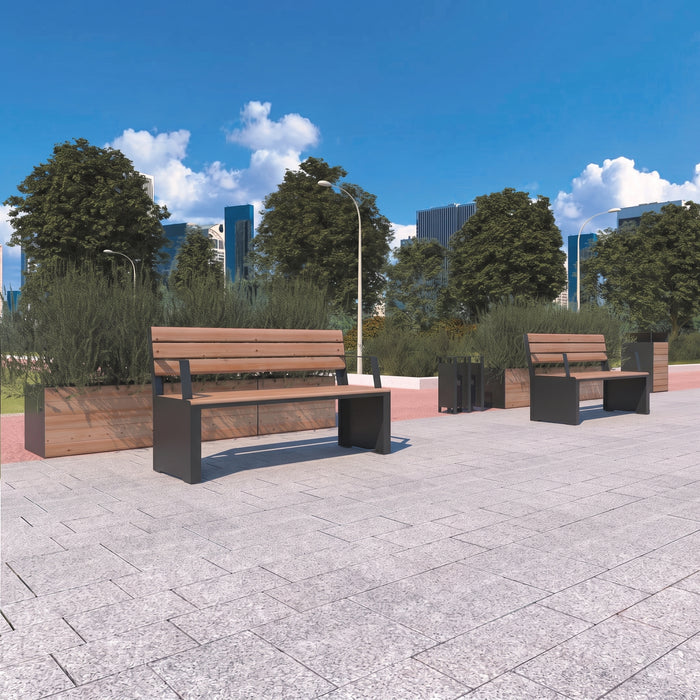 Gewerbefabrik Sitzbank Otterndorf Outdoor Bank Parkbank Holz Schwarz RAL 9017 Park