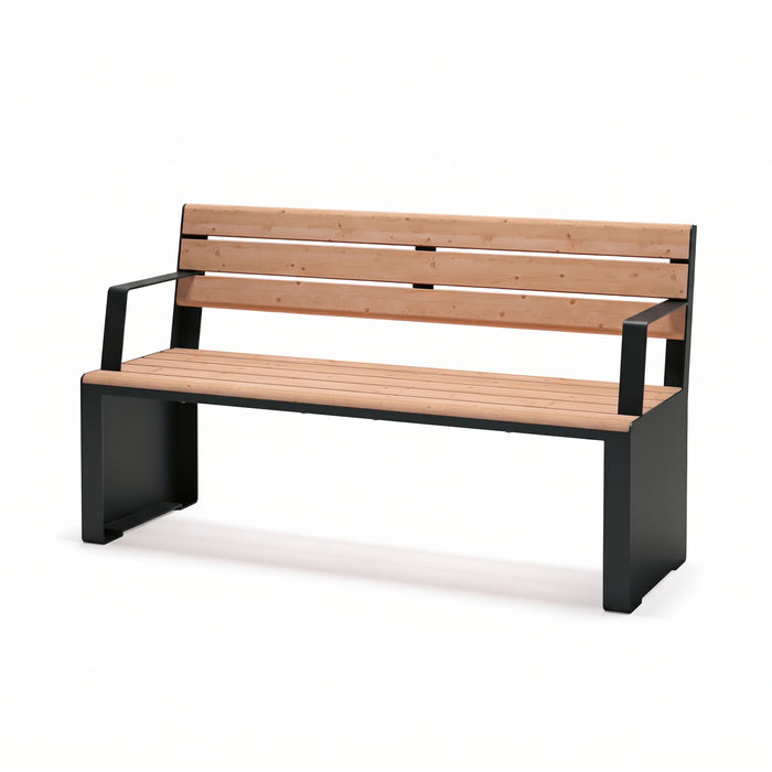 Gewerbefabrik Sitzbank Otterndorf Outdoor Bank Parkbank Holz Schwarz RAL 9017