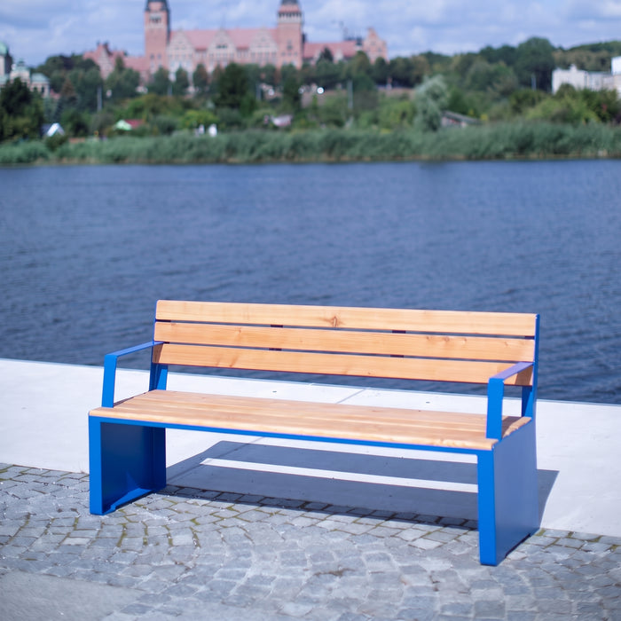 Gewerbefabrik Sitzbank Ottobeuren Outdoor Bank Parkbank Holz Blau RAL 5005 Stadt